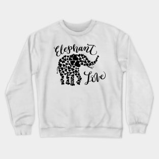 Elephant Love Graphic Hearts Design Crewneck Sweatshirt